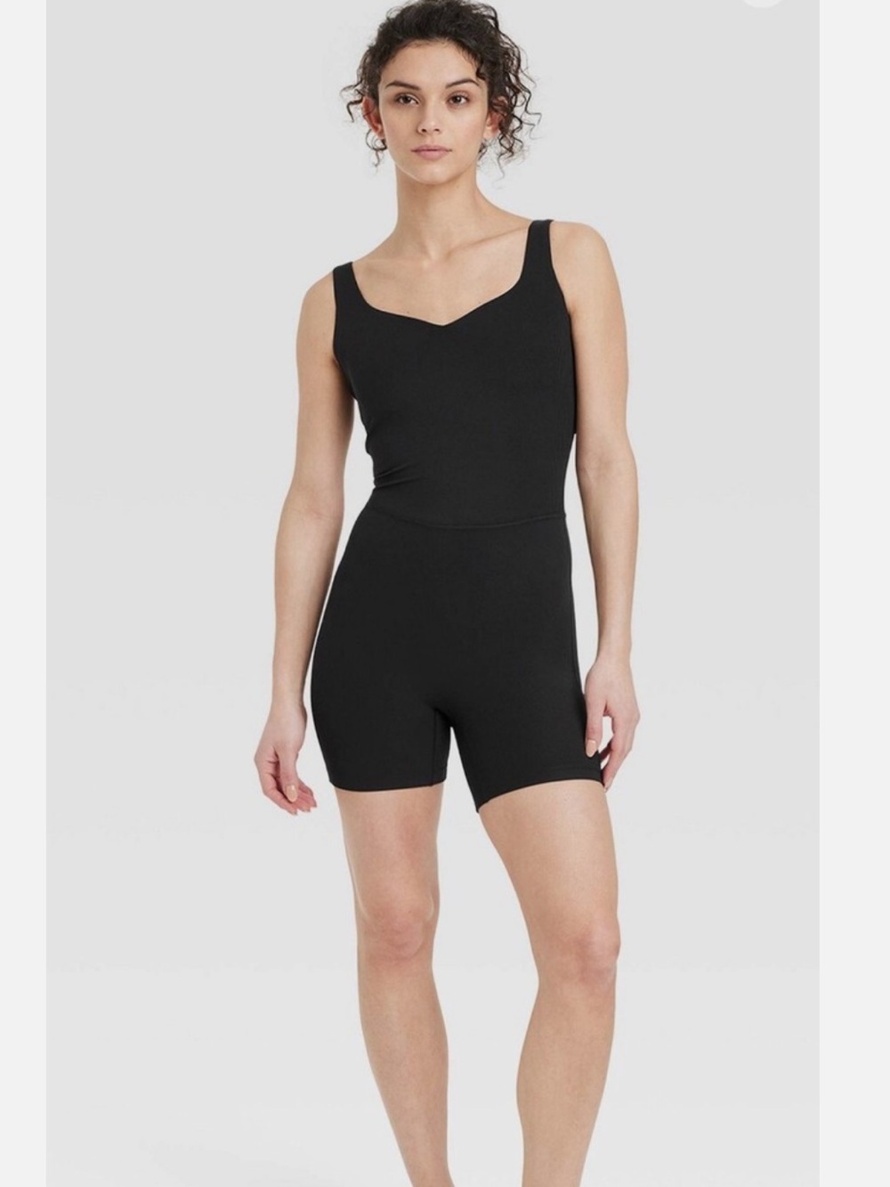All in Motion Black Brushed Sculpt Bodysuit Short Active Romper Onesie